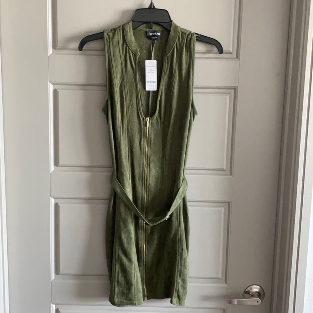 Green Faux Suede Mini Dress